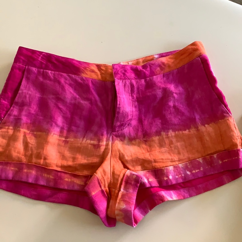 Tie-dye linen shorts